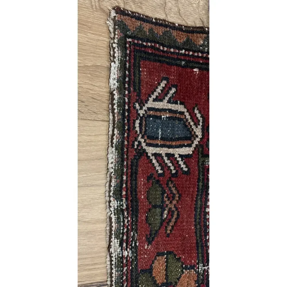 Handmade Vintage Oriental Rug Red Traditional Classic Wool Decor Carpet 39”x5’